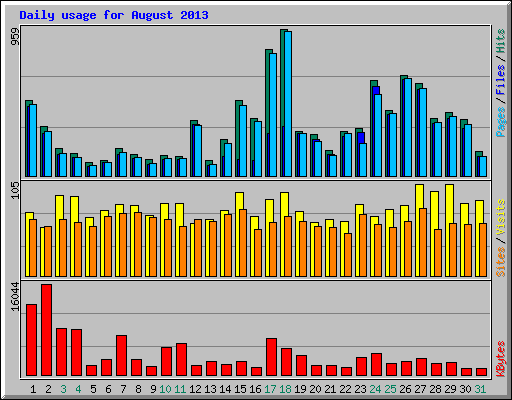 Daily usage for August 2013