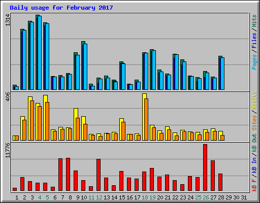 Daily usage for February 2017