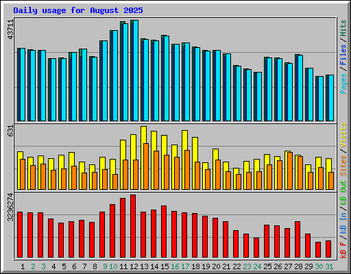 Daily usage for August 2025