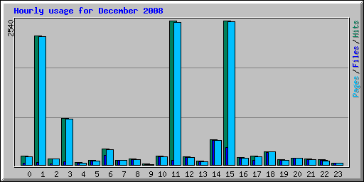 Hourly usage for December 2008