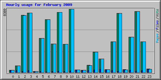 Hourly usage for February 2009