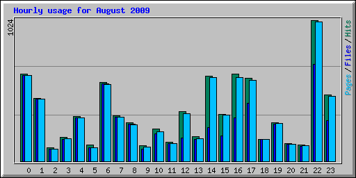 Hourly usage for August 2009