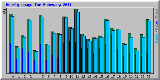 Hourly usage for February 2011